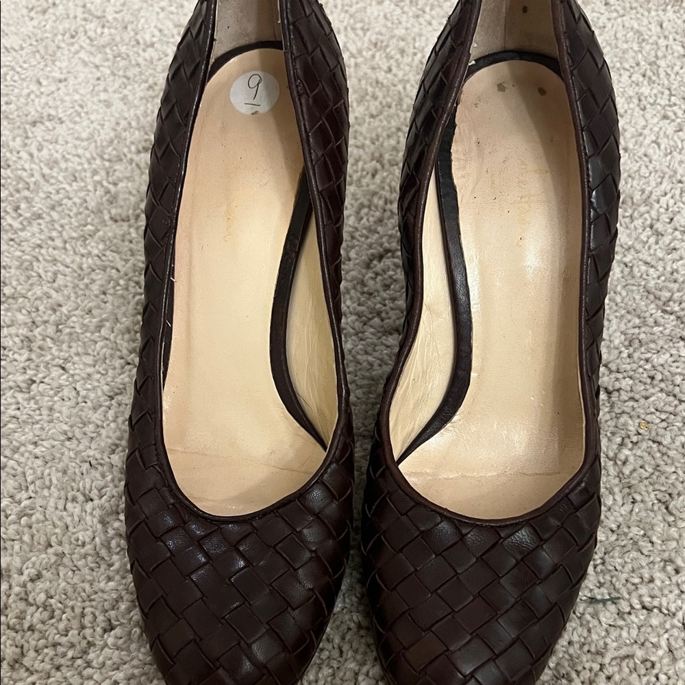 Cole Haan Dark Brown Woven Heels